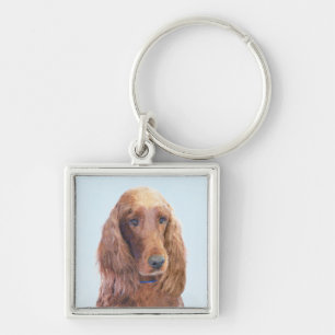 Irish Setter Painting - Cute Original Dog Art Keychain