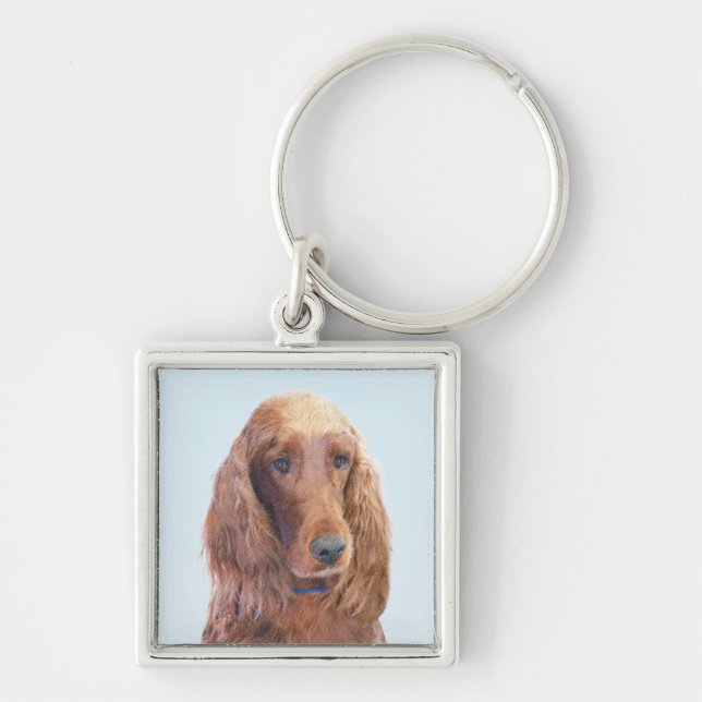 Irish Setter Painting - Cute Original Dog Art Keychain (Front)