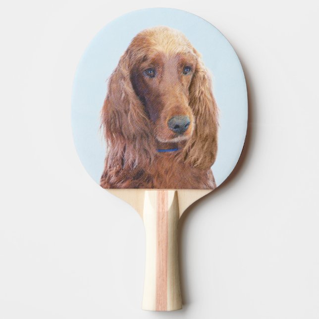 Irish Setter Painting - Cute Original Dog Art Ping Pong Paddle (Front)