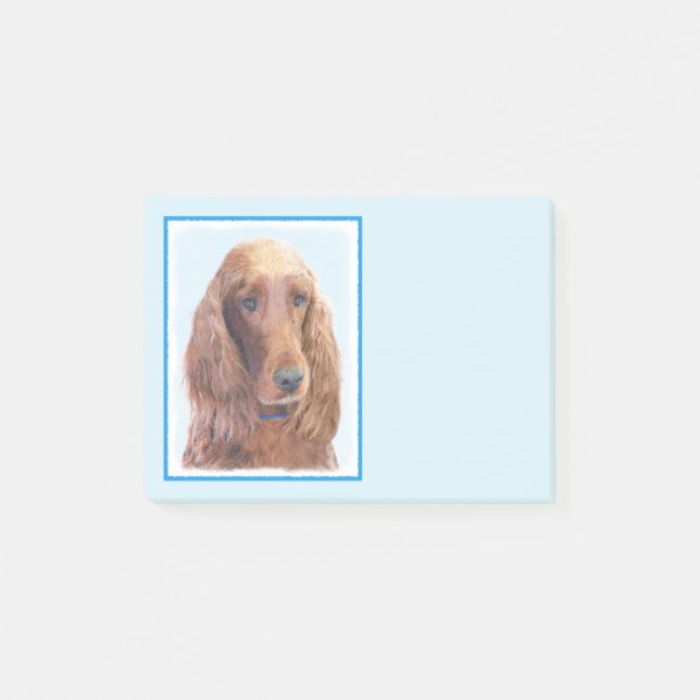 Irish Setter Painting - Cute Original Dog Art Post-it Notes (Front)