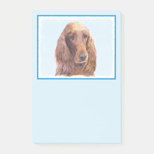 Irish Setter Painting - Cute Original Dog Art Post-it Notes (Front)