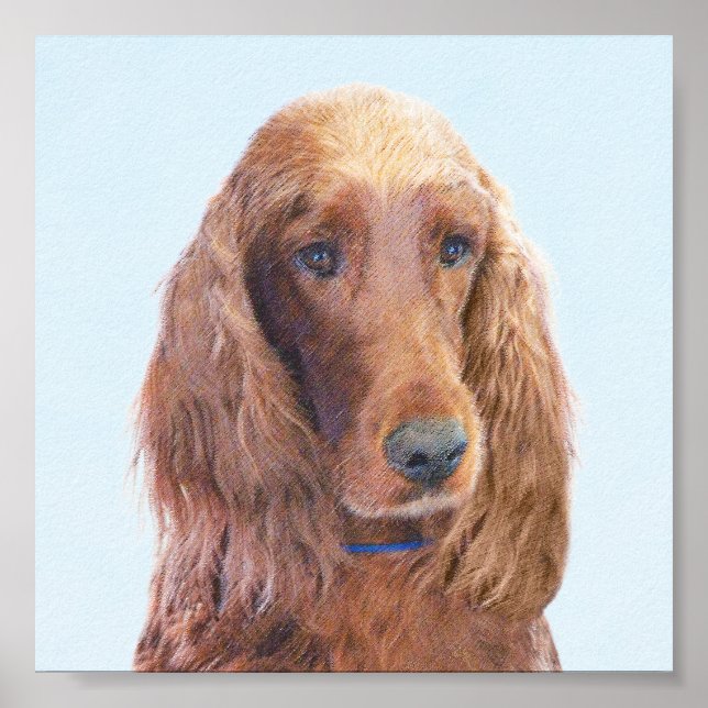 Irish Setter Painting - Cute Original Dog Art Poster (Front)