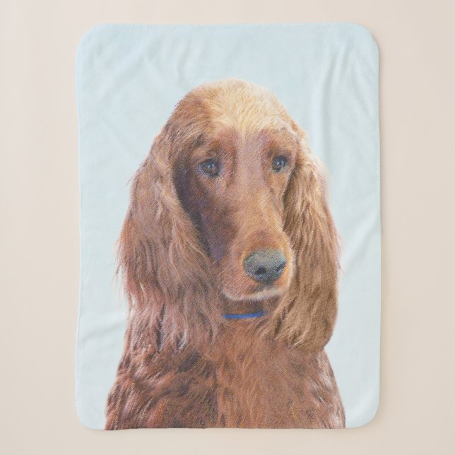 Irish Setter Painting - Cute Original Dog Art Sherpa Blanket (Front)