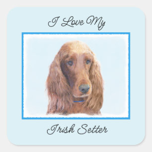 Irish Setter Painting - Cute Original Dog Art Square Sticker