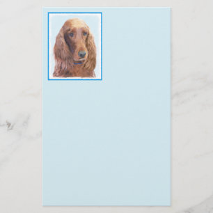 Irish Setter Painting - Cute Original Dog Art Stationery