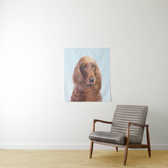 Irish Setter Painting - Cute Original Dog Art Tapestry (In Situ)