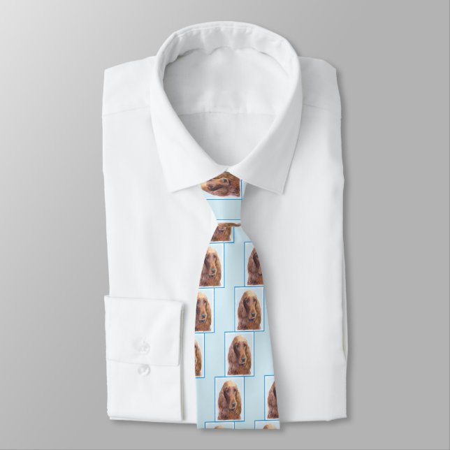 Irish Setter Painting - Cute Original Dog Art Tie (Tied)