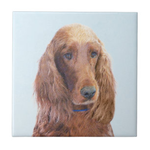 Irish Setter Painting - Cute Original Dog Art Tile