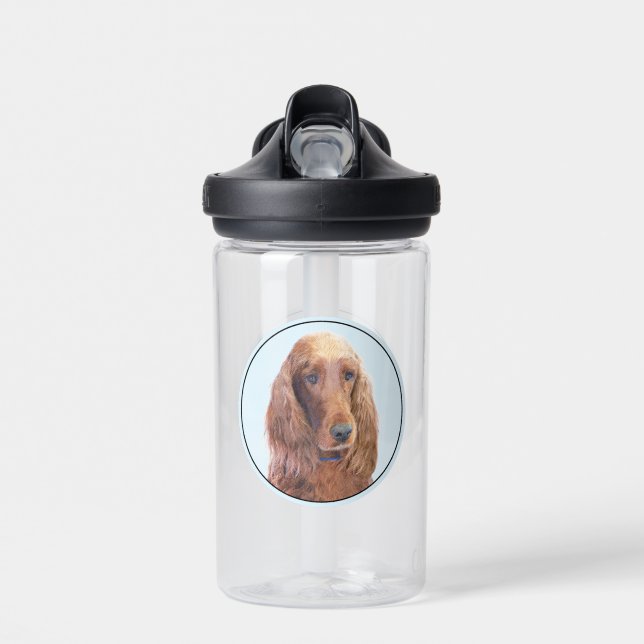 Irish Setter Painting - Cute Original Dog Art Water Bottle (Front)