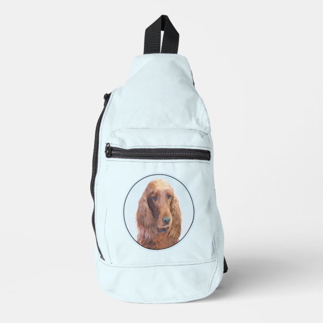 Irish Setter Painting Red Cute Original Dog Art Sling Bag (Front)