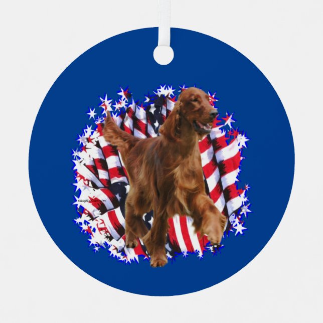 Irish Setter Patriot Metal Ornament (Front)