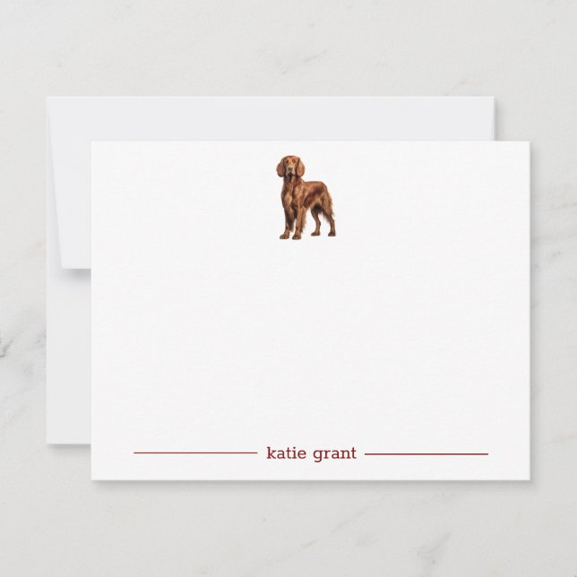 Irish Setter Personalized Note Cards (Front)