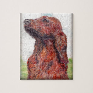 Irish Setter Pet Dog Artwork Painting Jigsaw Puzzle