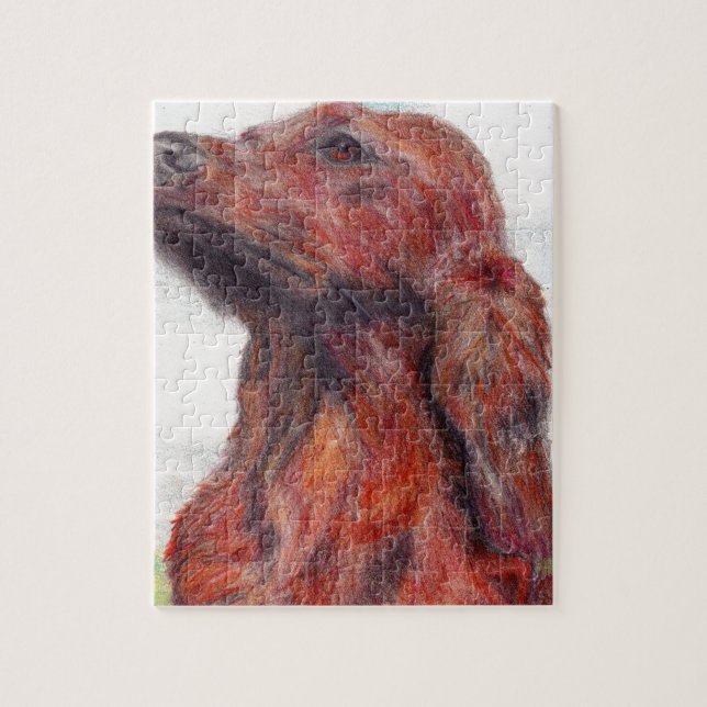 Irish Setter Pet Dog Artwork Painting Jigsaw Puzzle (Vertical)