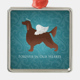 Irish Setter Pet Memorial Angel Dog Design Metal Ornament