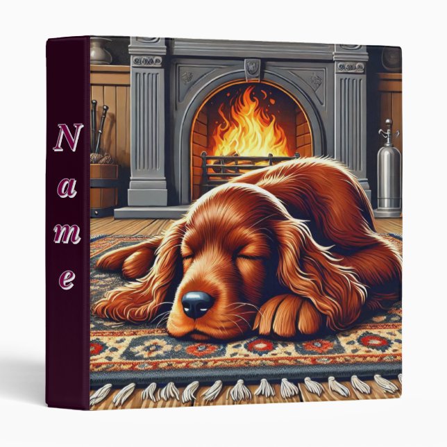 Irish Setter Puppy Sleeping by a Warm Fireplace Binder (Front/Spine)