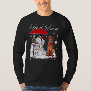Irish Setter Santa Dog Christmas Snowman Xmas Paja T-Shirt
