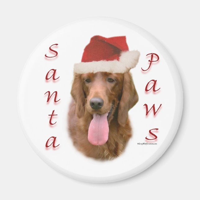 Irish Setter Santa Paws Magnet (Front)