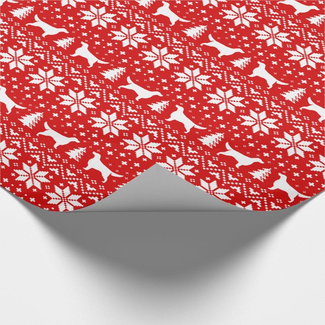 Irish Setter Silhouettes Dogs Christmas Holiday Wrapping Paper (Corner)