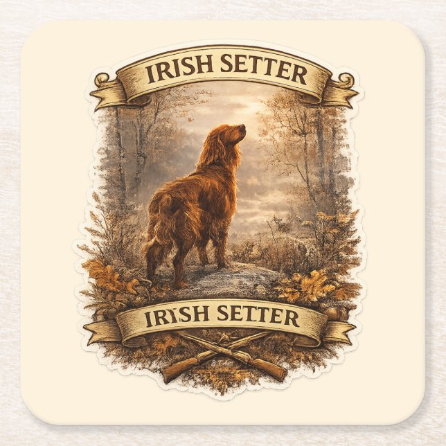 Irish Setter Square Paper Coaster (Front)