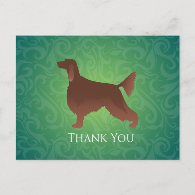 Irish Setter Thank You Silhouette on green Postcard (Front)
