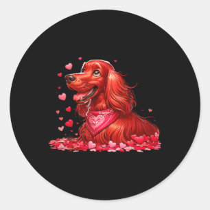 Irish Setter Valentine Hearts Dog Men Women Kids  Classic Round Sticker
