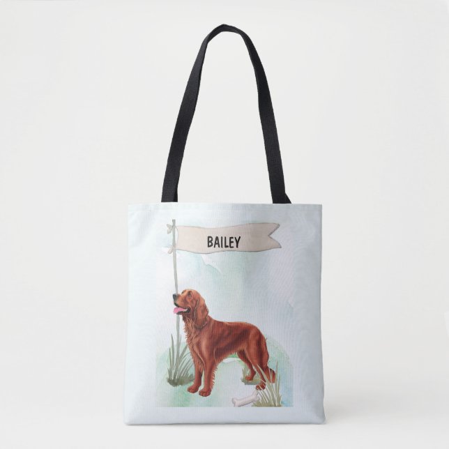 Irish Setter Watercolor Personalized Do Tote Bag (Front)