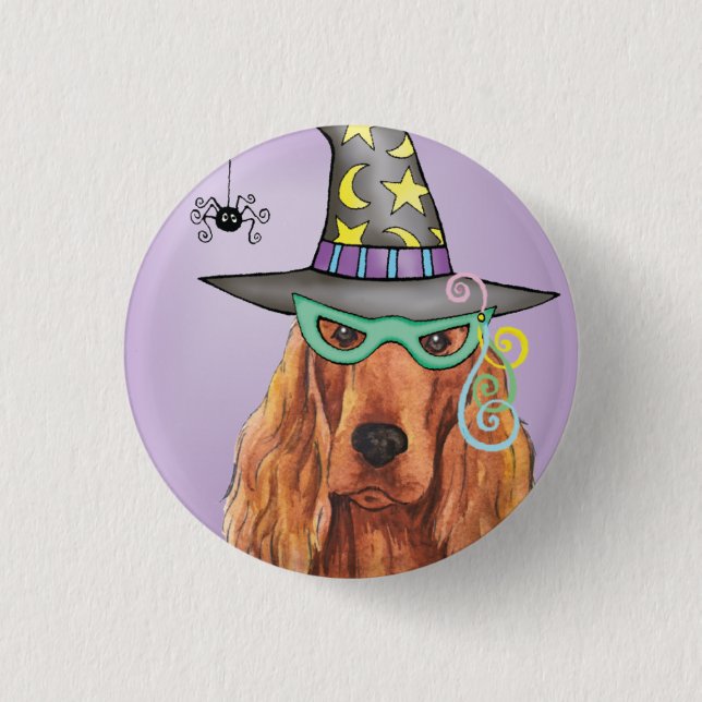 Irish Setter Witch 1 Inch Round Button (Front)