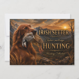 Irish Setter with Chukar Partridge ,Art  Invitation