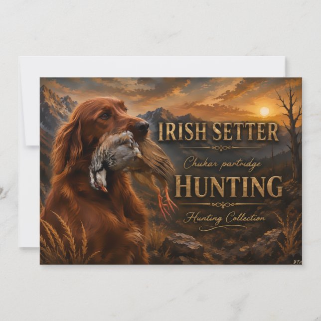 Irish Setter with Chukar Partridge ,Art  Invitation (Front)