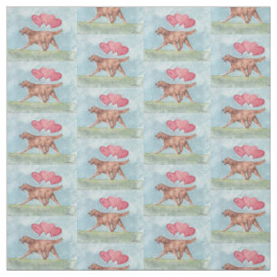 Irish Setter with Heart Balloons Dog Art Fabric