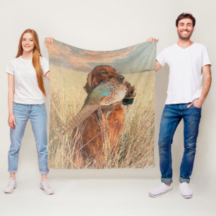 Irish Setter with pheasant    Fleece Blanket