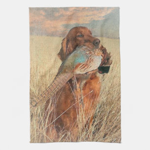 Irish Setter with pheasant Kitchen Towel