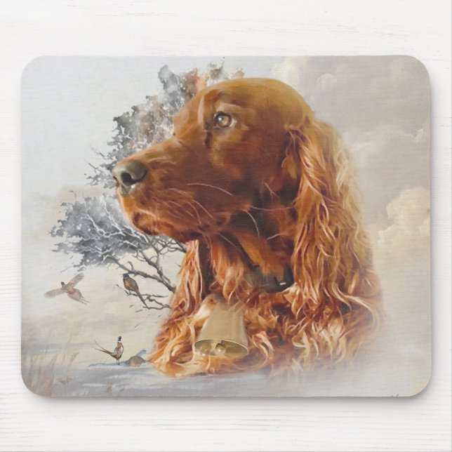 Irish setter with pheasant  mouse pad (Front)