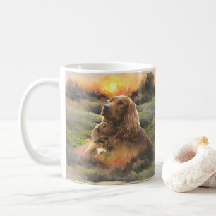 Irish setter with puppy coffee mug