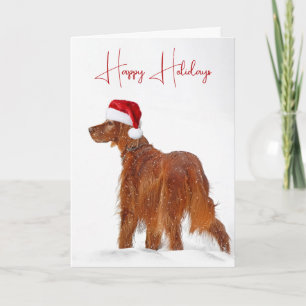 Irish Setter With Santa Claus Hat Card