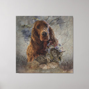 Irish setter with woodcock    canvas print
