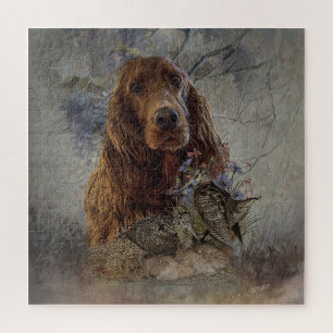 Irish setter with woodcock jigsaw puzzle