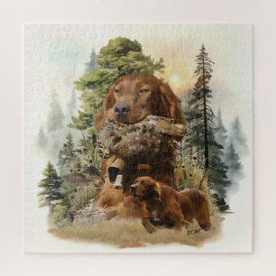 Irish Setter , Woodcock hunting,  Art Jigsaw Puzzle