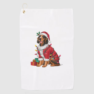 Irish Setter Xmas Lighting Santa Irish Setter Dog Golf Towel