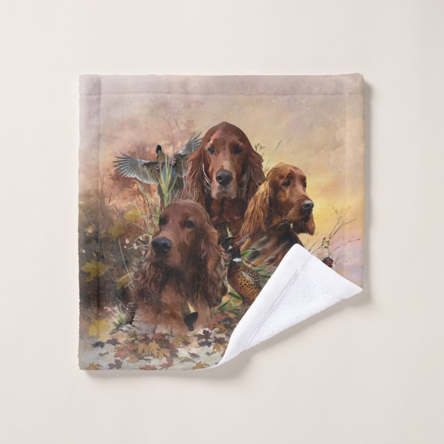  Irish Setters with Pheasants - Passion Hunt Bath Towel Set (Wash Cloth)