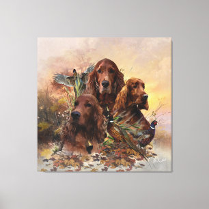 Irish Setters with Pheasants - Passion Hunt Canvas Print