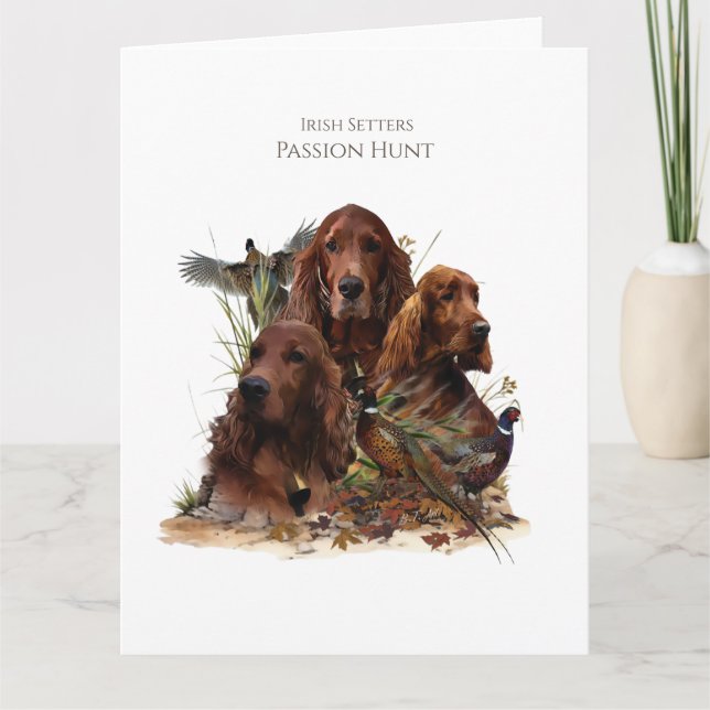  Irish Setters with Pheasants - Passion Hunt Card (Front)