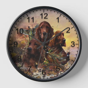  Irish Setters with Pheasants - Passion Hunt Clock