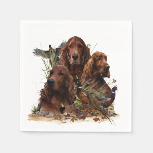  Irish Setters with Pheasants - Passion Hunt Napkin