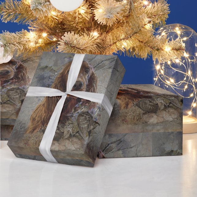  Irish Setters with Woodcock  - Passion Hunt Wrapping Paper (Holidays)