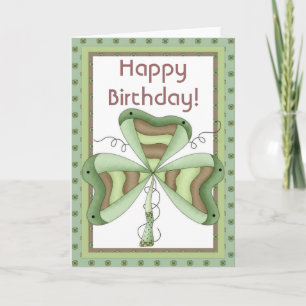 Irish Shamrock 2 Happy March Birthday Card