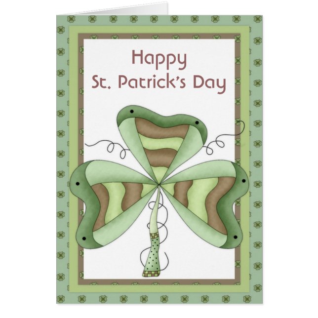 Irish Shamrock 2 Happy St. Patrick's Day Card (Front)
