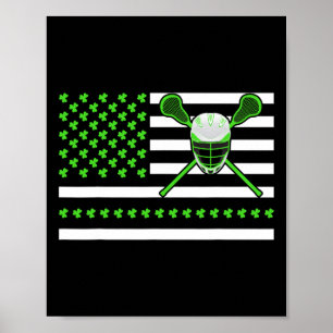 Irish Shamrock American Flag Lacrosse St. Patrick' Poster