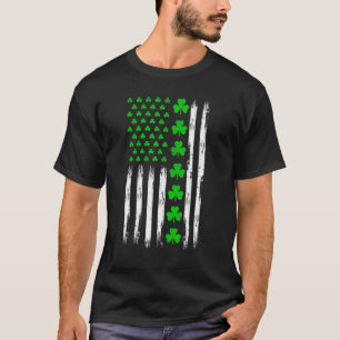 Irish Shamrock American Flag St Patrick's Day Luck T-Shirt